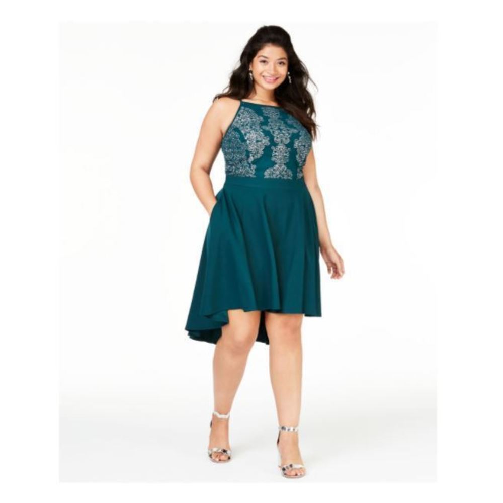 Speechless Women's Trendy High Low Fit & Flare Dress Green Size 18